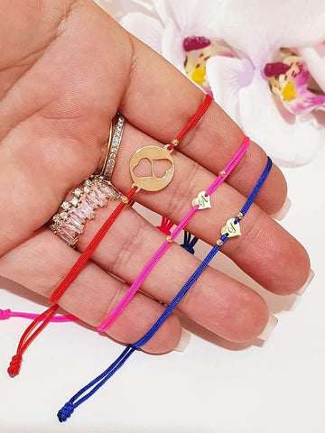 Set of 3 bracelets with coin/2 engraved hearts +2 beads 2mm each