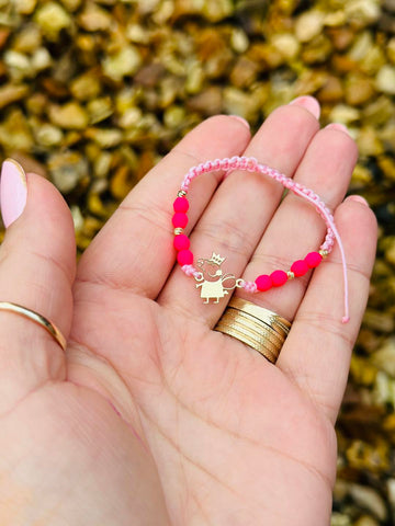 Full Peppa Pig bracelet +4 beads 2.5mm + colored beads - 14ct Gold