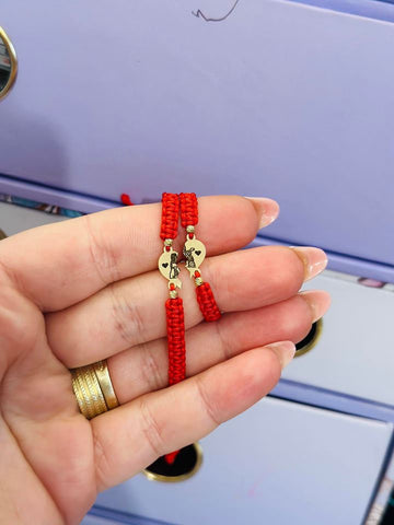 Friends set on cord +2 beads 2.5mm - 14ct Gold