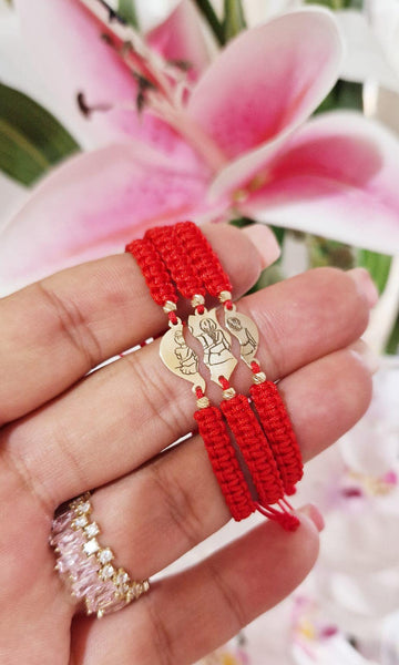 Set of 3 friends on cord + 2 beads 2.5mm