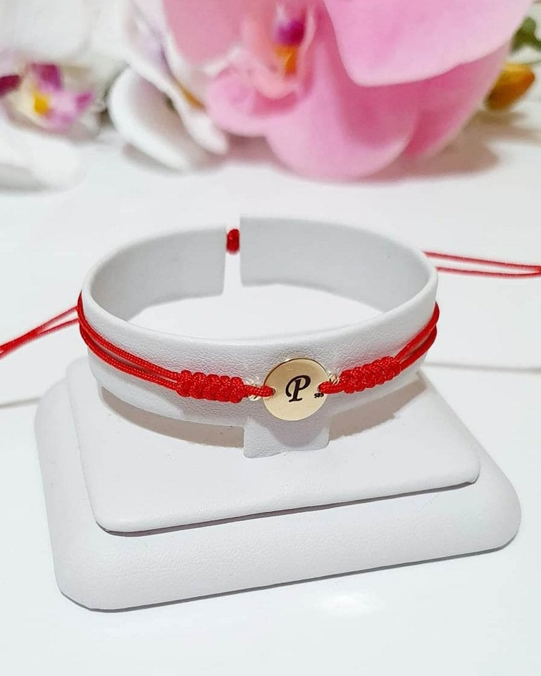 8mm engraved coin +2 beads 2.5mm - 14ct Gold