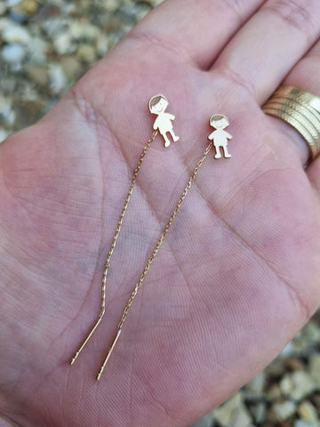 Boys' chain earrings - 14ct Gold