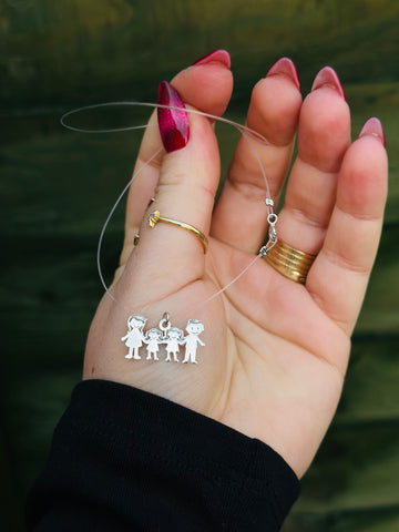 Transparent Necklace family Members pendant - 925 silver