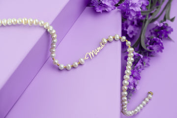 Natural Pearl Necklace MAMA +10 Beads 2.5mm - 14ct Gold