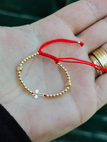 Small cross bracelet +34 simple beads 2.5mm +2 beads 4mm