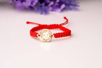 Photo-engraving on 13mm coin +2 beads 2.5mm - 14ct Gold