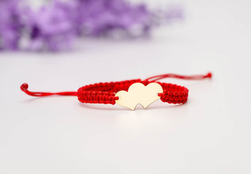 Solid engraved double heart bracelet without beads