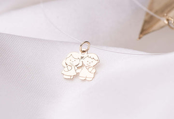 Transparent Necklace 2 members boy and girl pendant