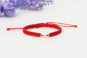 Engraved 6mm heart bracelet +2 beads 2.5mm - 14ct Gold