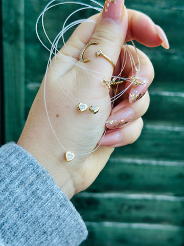 Transparent necklace heart stone - 14ct gold