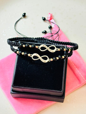 Forever together infinity bracelet + 6 beads 2.5mm - 14ct Gold