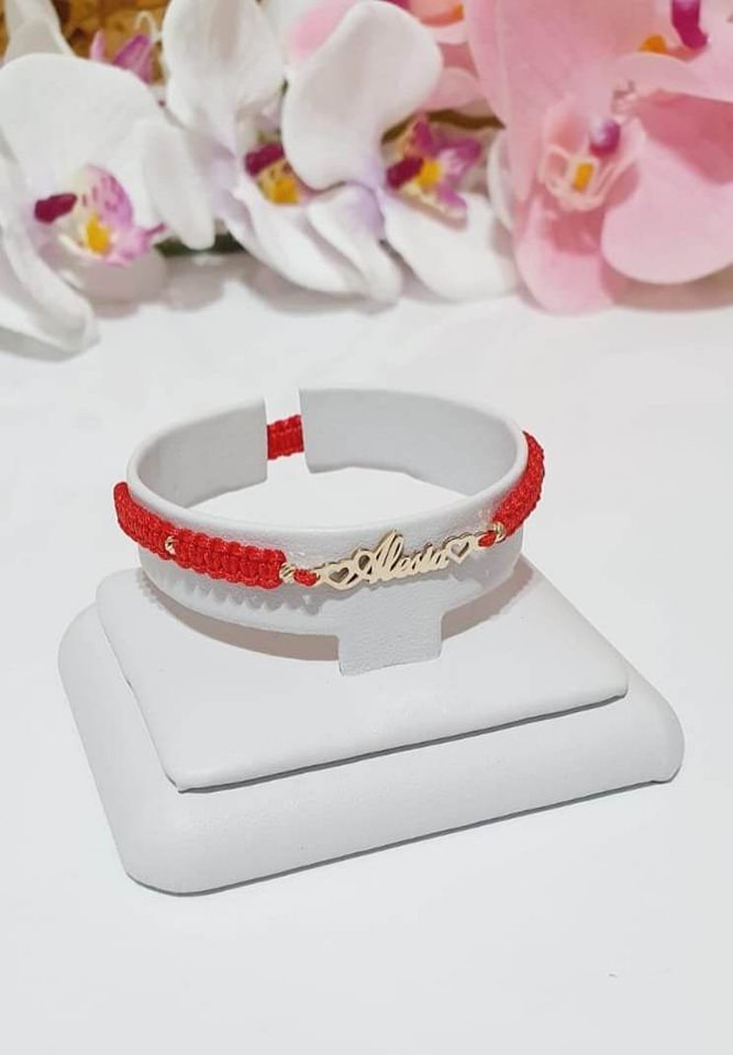 NAME bracelet + 4 beads 2.5mm - 14ct Gold
