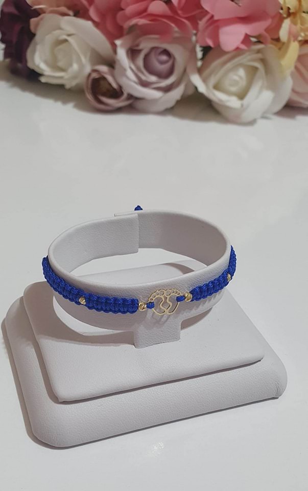 Little feet bracelet +4 beads 2.5mm - 14ct Gold