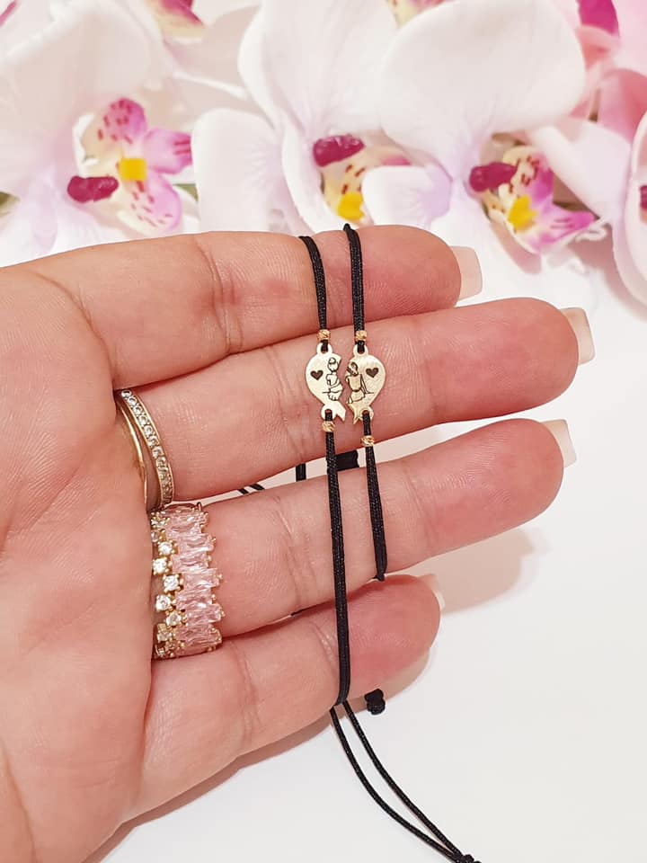 Friends set +2 beads 2mm on simple cord - 14ct Gold