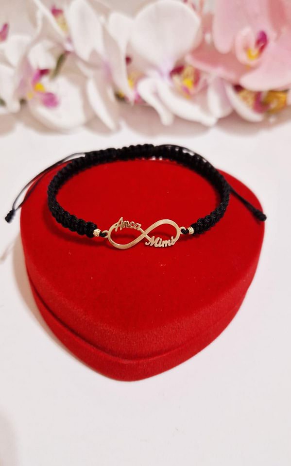 Infinity name bracelet +2 beads 3mm - 14ct Gold