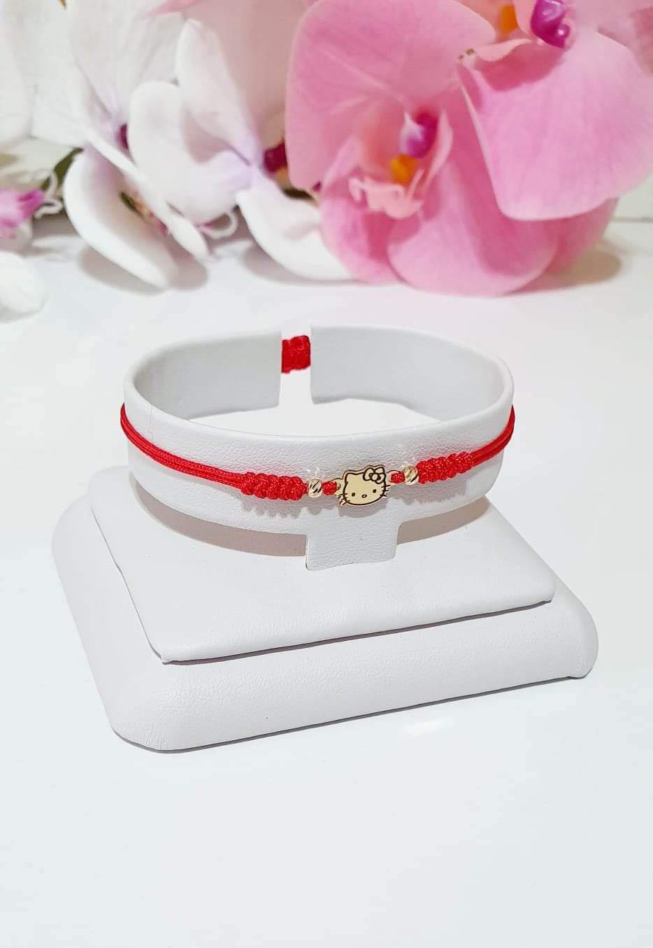 Hello Kitty bracelet +2 beads 2.5mm - 14ct Gold