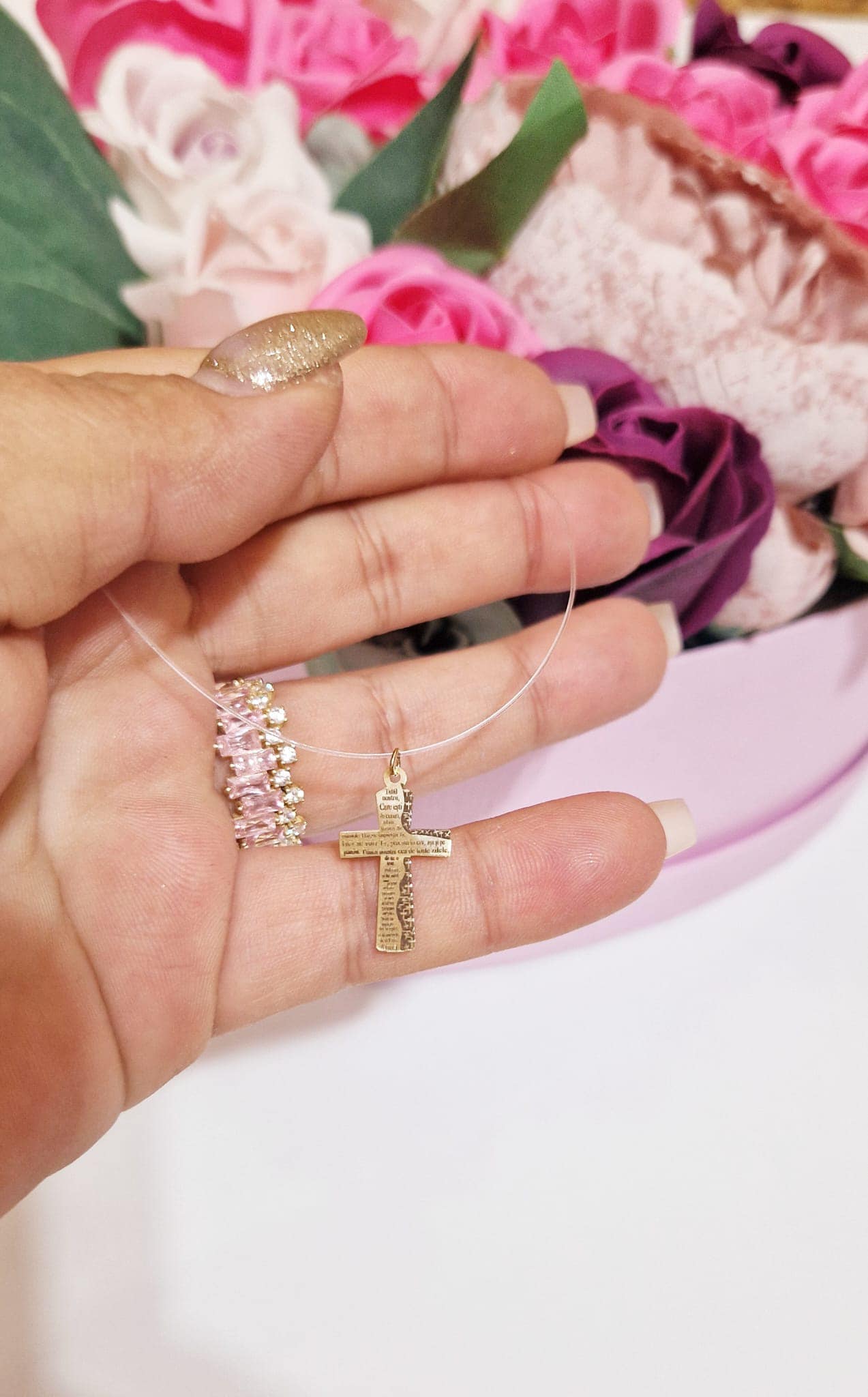 Transparent Necklace Our Father Cross