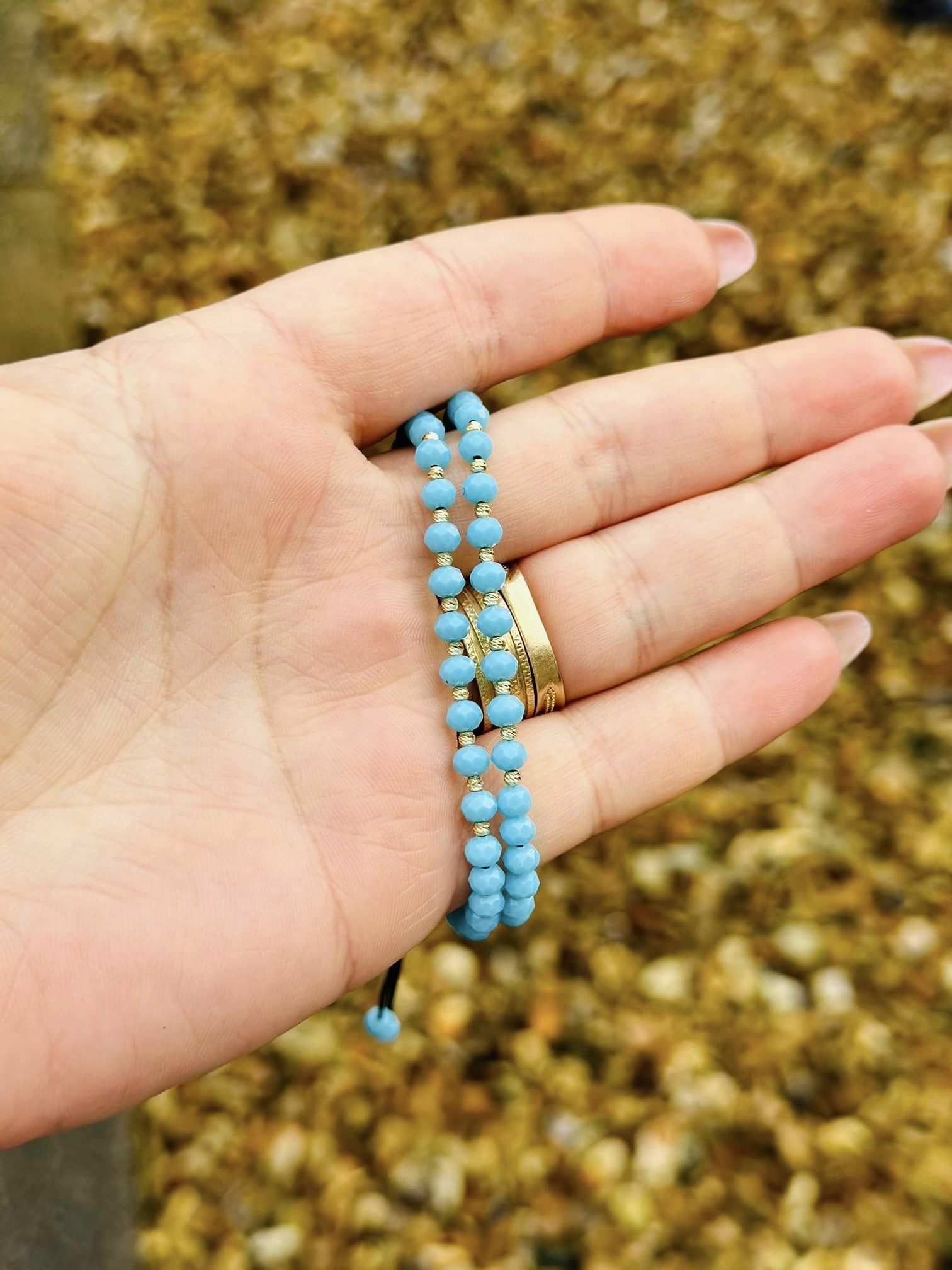 Coloured Crystals Bracelet +10 beads 2mm - 14ct Gold