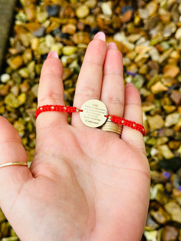 20mm coin photo+text +10 beads 2.5mm - 14ct Gold