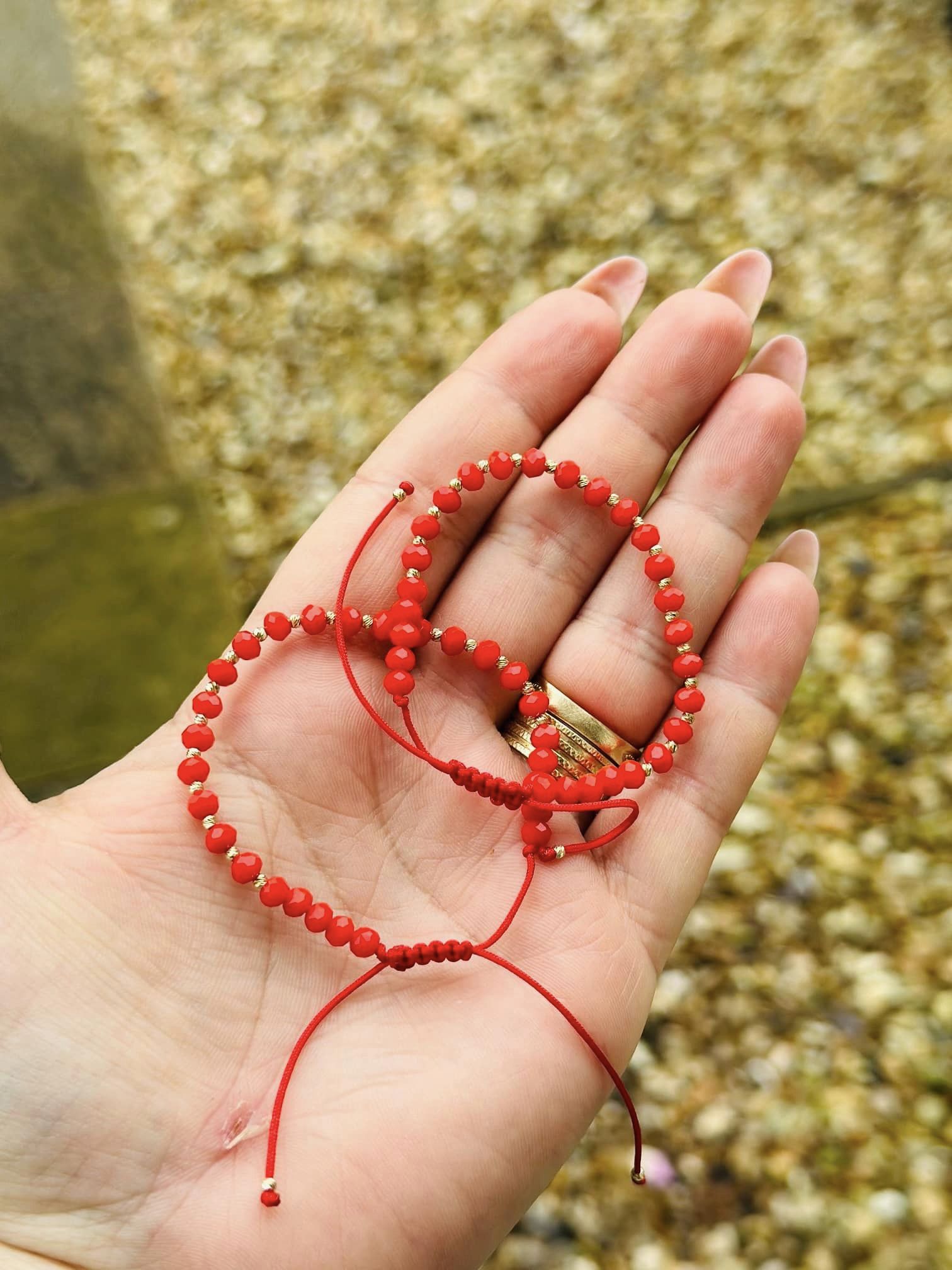 Coloured Crystals Bracelet +20 beads 2mm - 14ct Gold