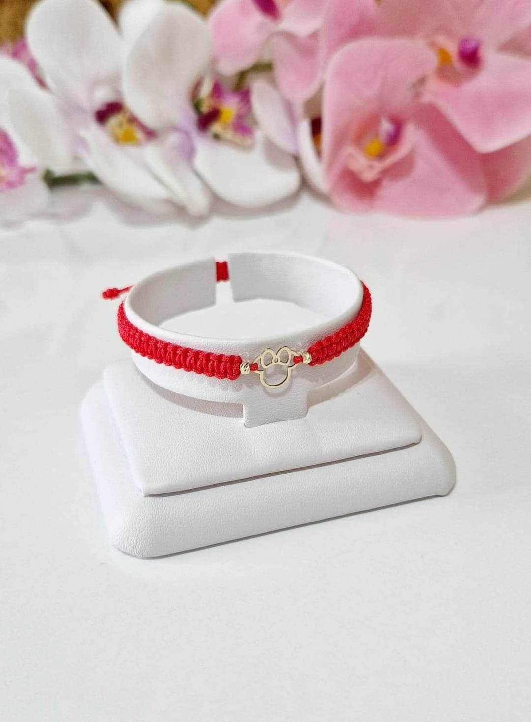 Minnie/Mickey frame bracelet +2 beads 2.5mm - 14ct Gold