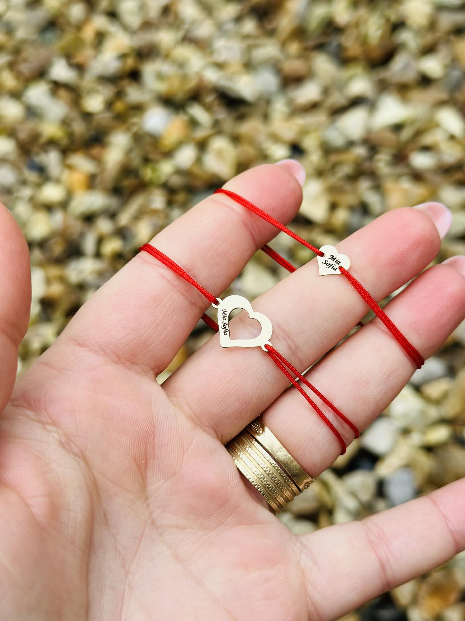 Mother/daughter cut-out heart bracelets set - 14ct Gold