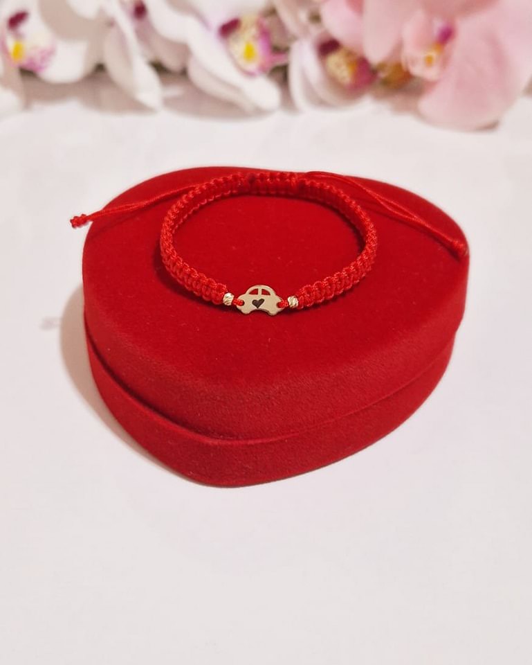 Engraved car bracelet +2 beads 2.5mm - 14ct Gold