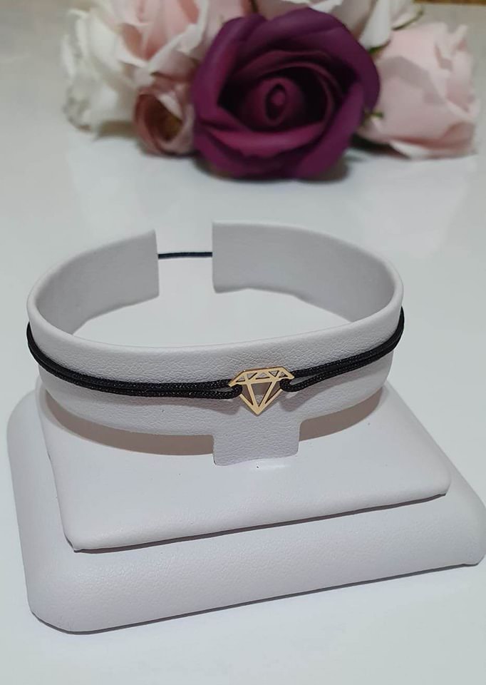 Medium diamond bracelet without beads - 14ct Gold