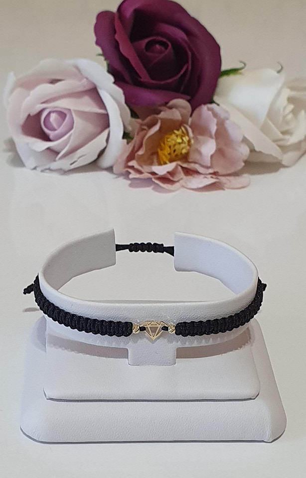 Medium diamond bracelet +2 beads 2.5mm - 14ct Gold