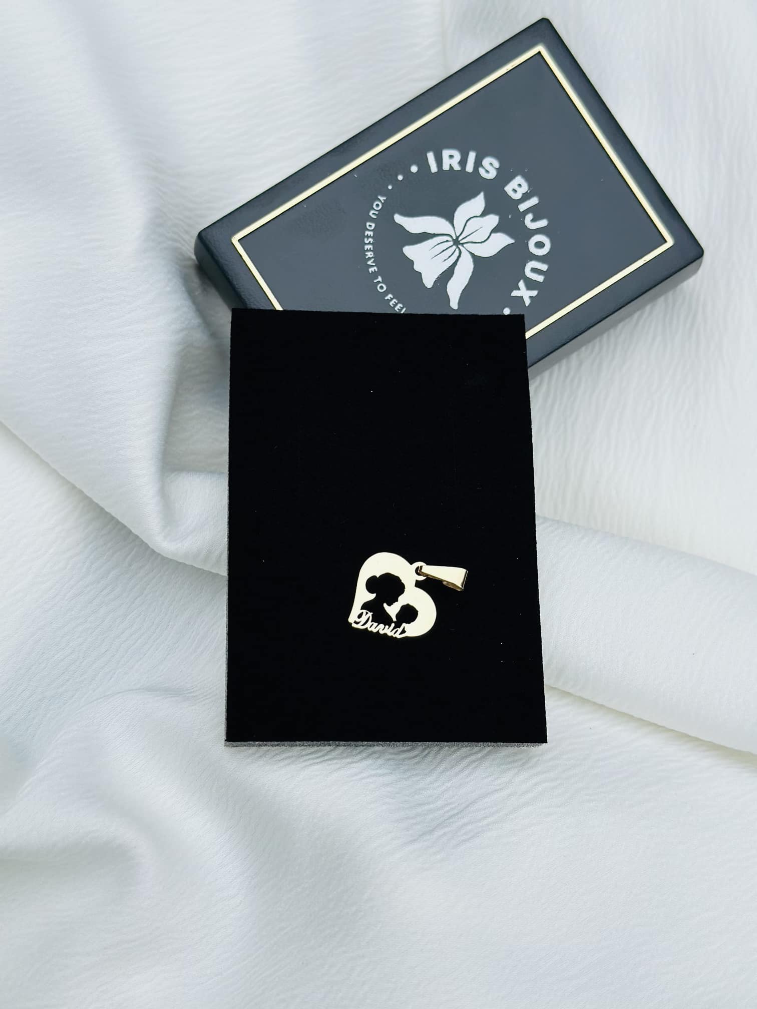 Perforated heart pendant, mother & baby - 14ct Gold