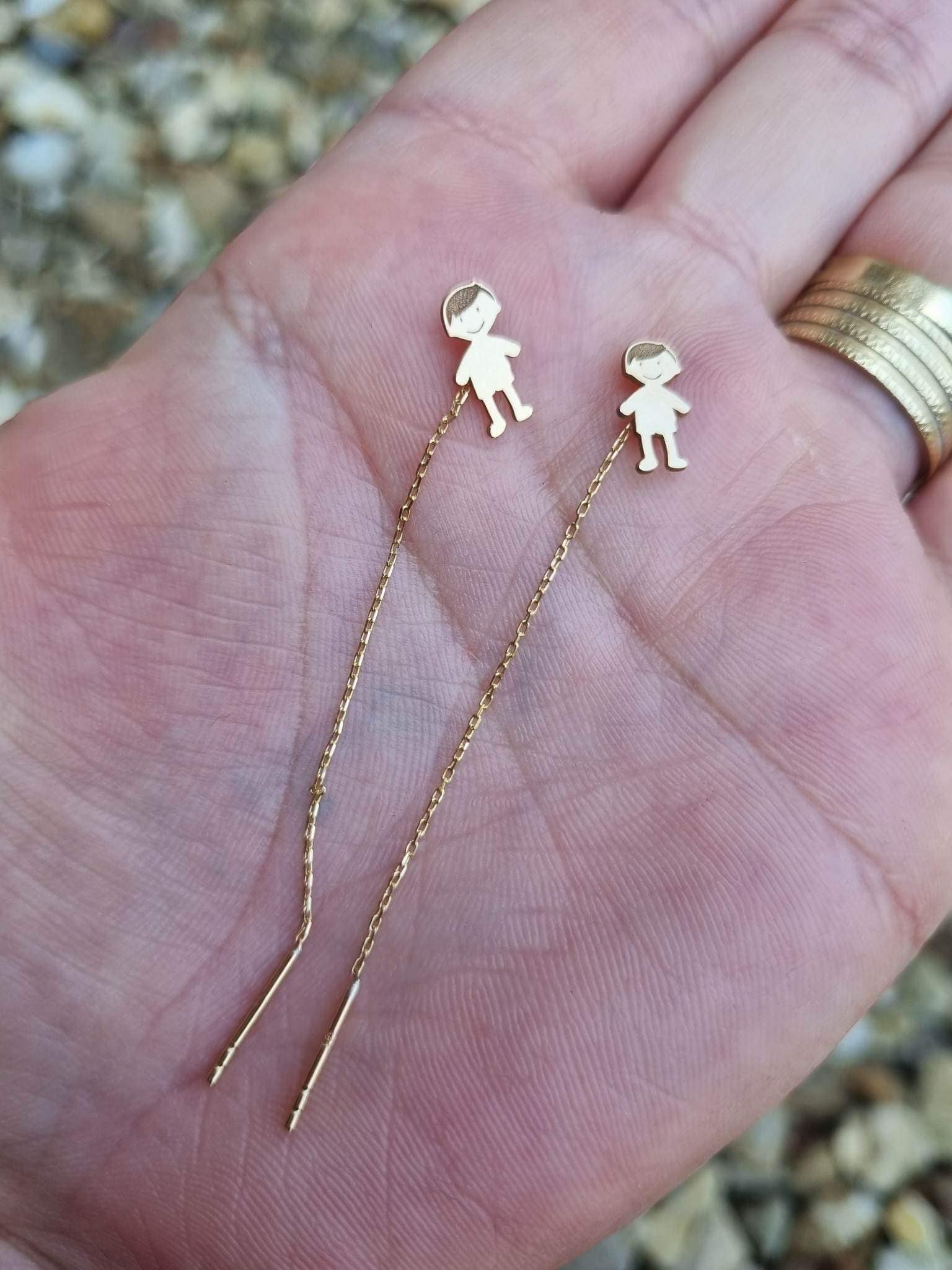 Boys' chain earrings - 14ct Gold