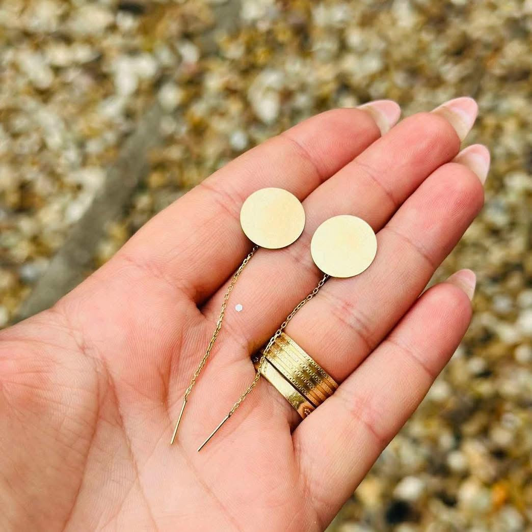 “Always with you” personalised 15mm coin earrings - 5 cm necklace -14ct gold