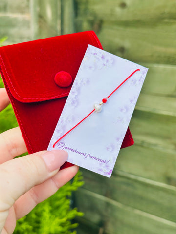 Mărțișor - one bead 14k gold , pearl