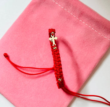 Small cross on cord +4 beads 2.5mm