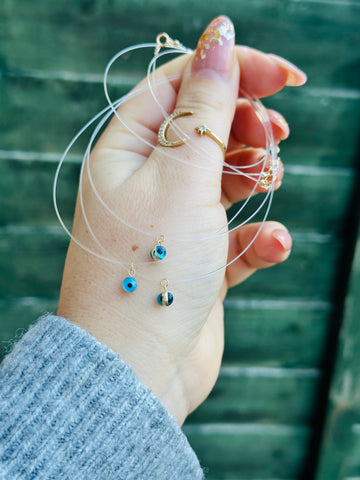 Transparent necklace evil eye - 14 ct gold