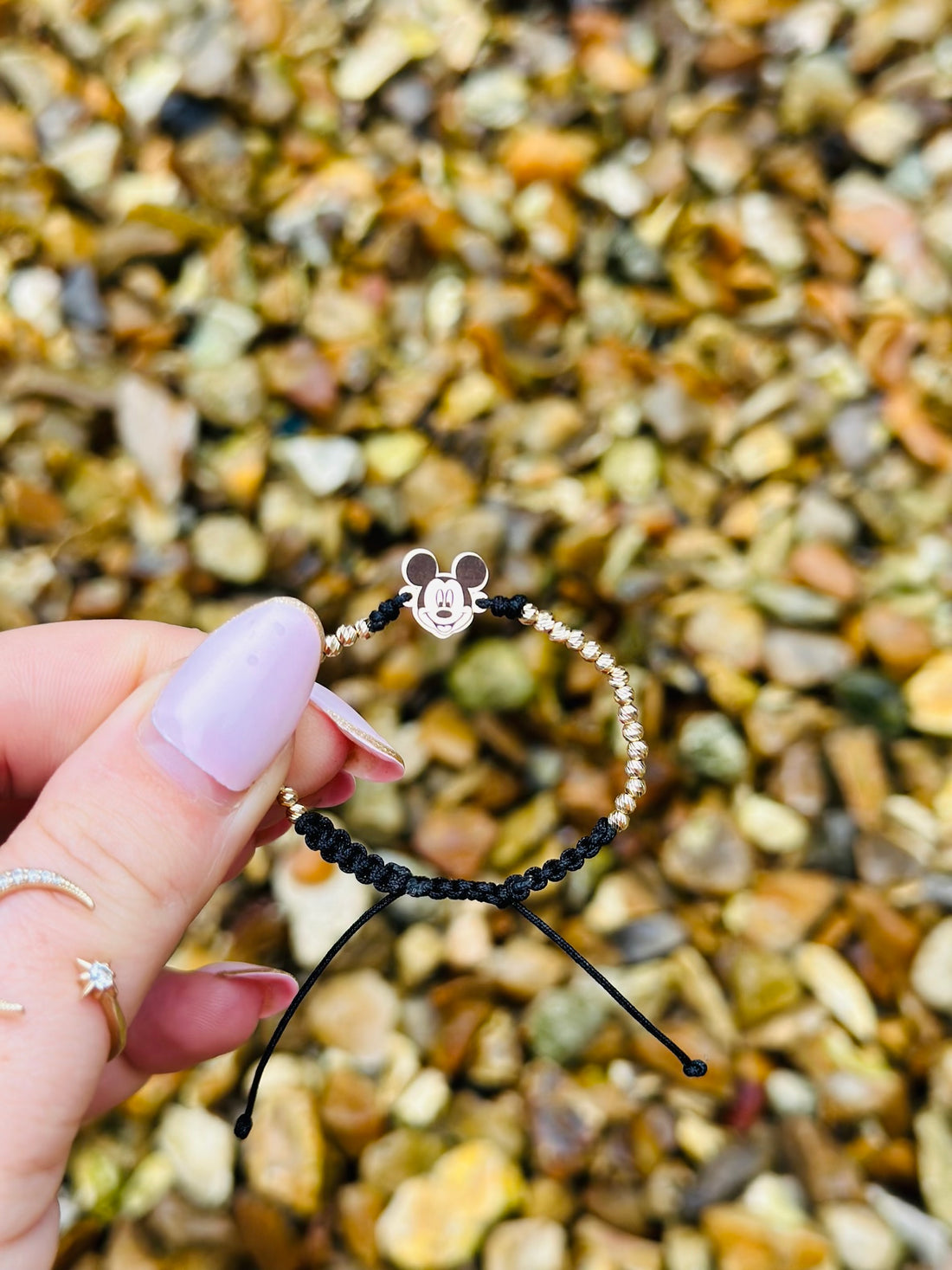 Minnie/Mickye bracelet +30 beads 2.5mm- 14 ct Gold