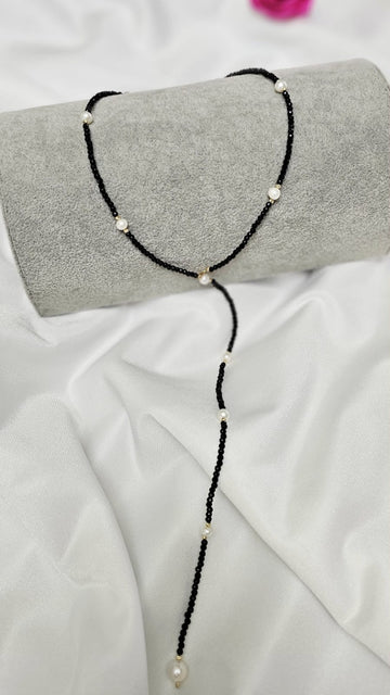 Crystal necklace and pearls + 20 beads 2.5mm -14 ct gold