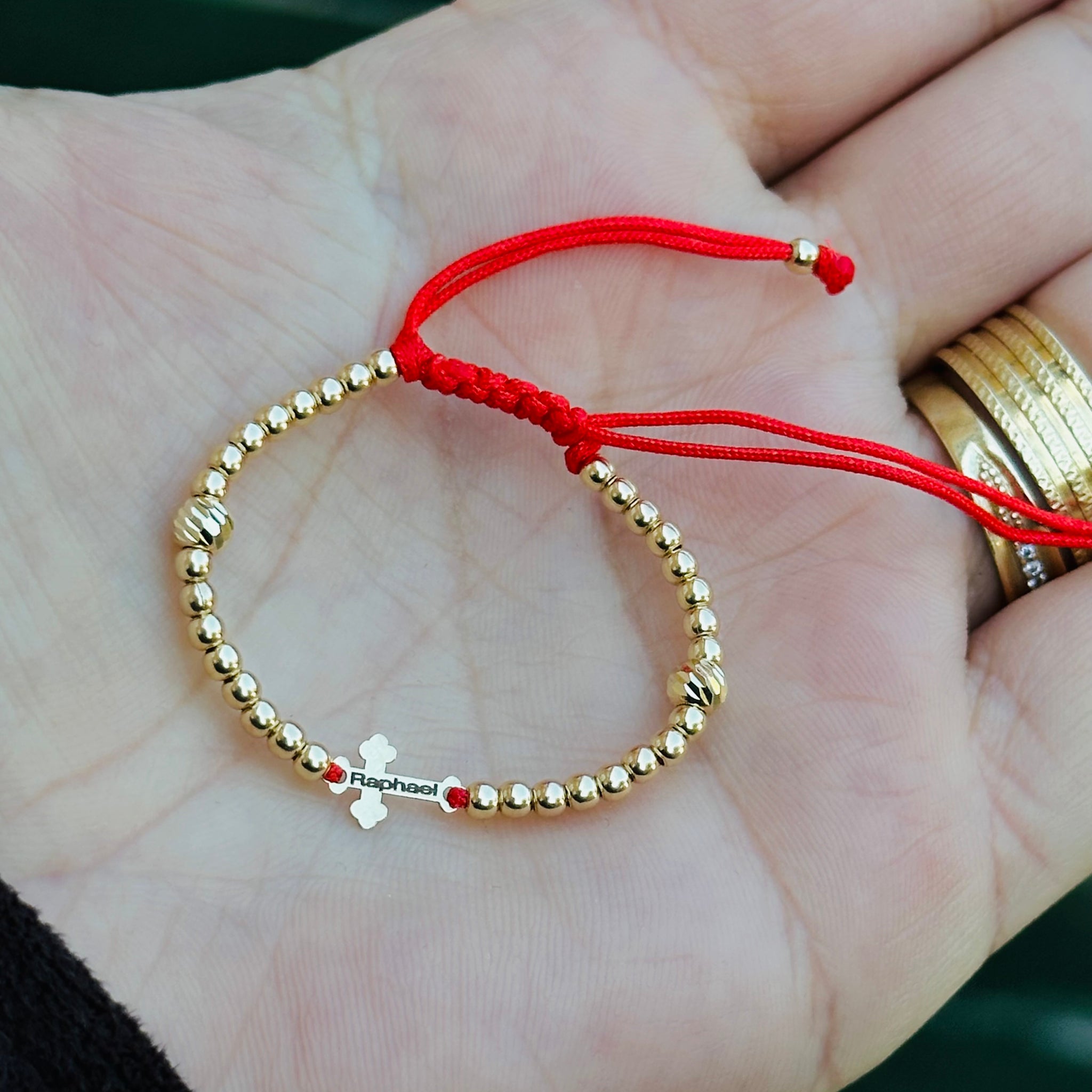 Small cross bracelet +34 simple beads 2.5mm +2 beads 4mm