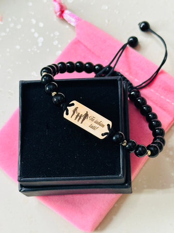 Plate 20/10 engraved + 6 beads 2.5mm - 14ct Gold