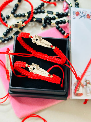 Teddy plate engraved + 2 beads 2.5mm - 14ct gold