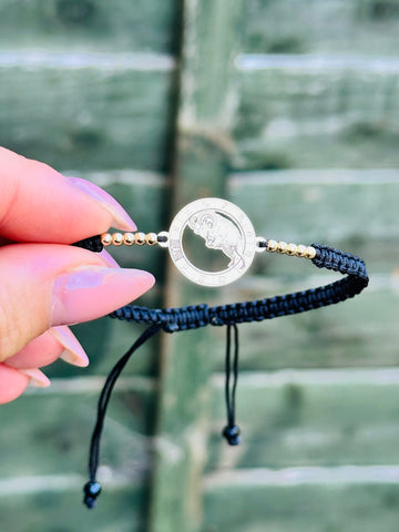 Zodiac Coin Bracelet 17mm +10 beads 2.5mm- 14 ct gold
