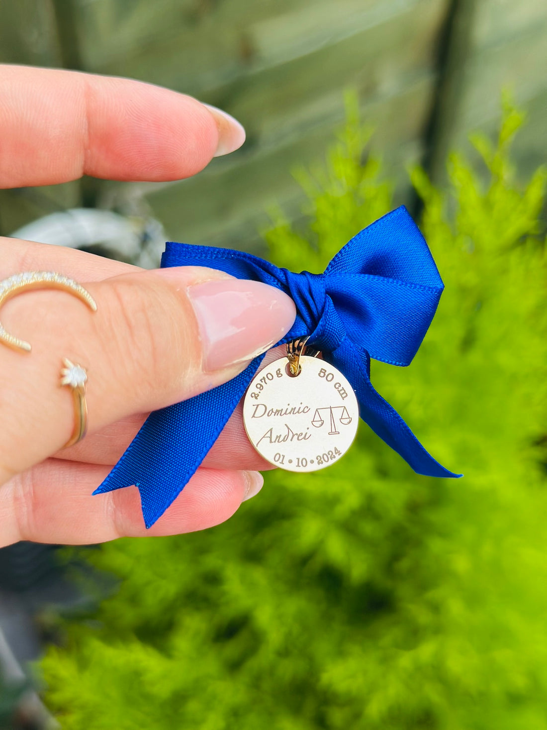 20mm engraved coin pendant for baptism - 14ct Gold