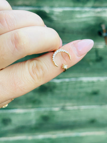 Moon&Sun ring - 14k gold
