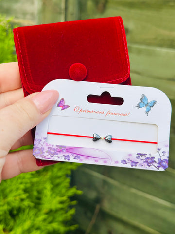 Mărțișor - 14K Gold bead & Hematite Heart Bracelet – Red String Prosperity Charm