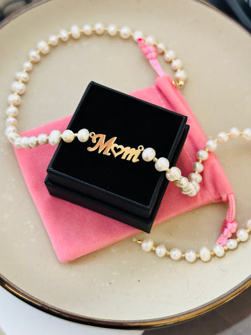 Natural Pearl Necklace MOM + 56 beads 2mm - 14ct gold